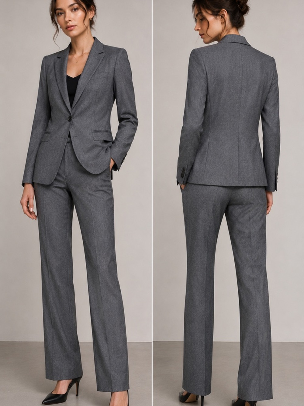 Express Gray Women's Two-Piece Tailored Suit